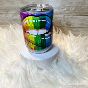 Rainbow Lips Custom Wine Tumbler